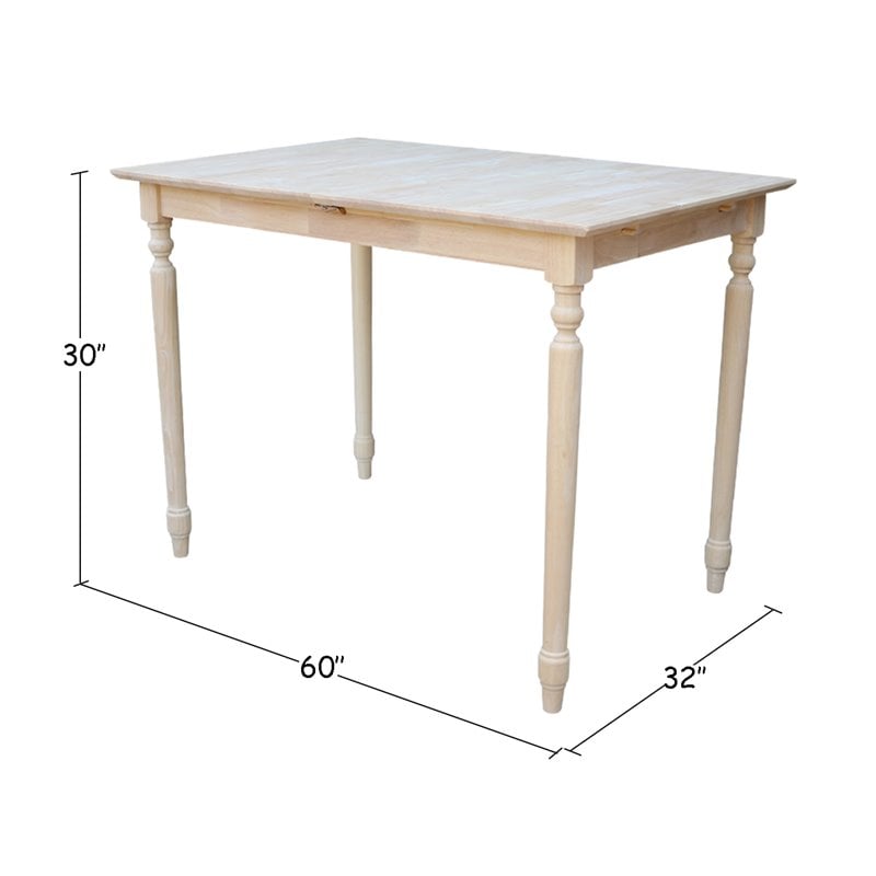 International Concepts Unfinished Turned Leg Dining Table
