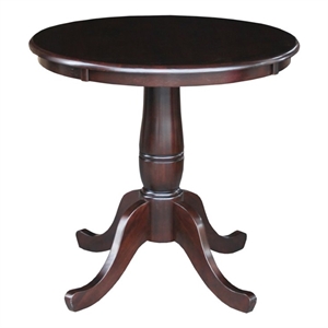 international concepts traditional round hardwood pedestal dining table in rich mocha