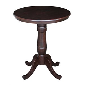 international concepts traditional round hardwood counter height dining table in rich mocha