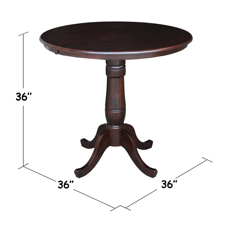 36 Round Counter Height Dining Table In Rich Mocha