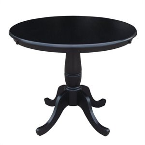 international concepts traditional round hardwood pedestal dining table in black