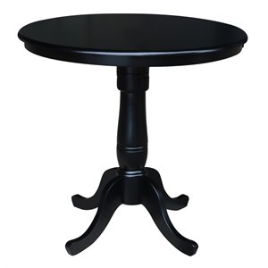 international concepts traditional round hardwood counter height dining table in black