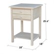 International Concepts Solid Wood Unfinished Lamp Table with 2 Drawers