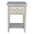 International Concepts Solid Wood Unfinished Lamp Table with 2 Drawers