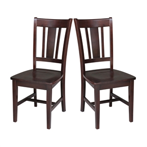 International Concepts San Remo Wood Splat Dining Chair in Rich Mocha Set of 2