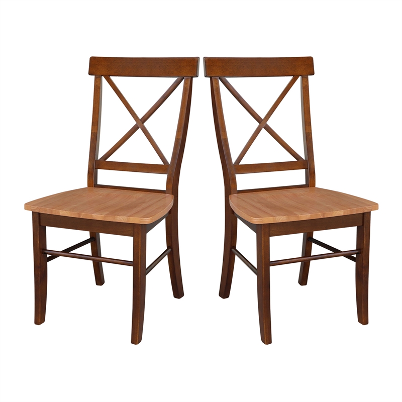 International Concepts X Dining Chair in Cinnamon Espresso set of 2