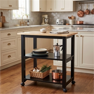 International Concepts Microwave Cart in Black/Natural