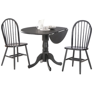 International Concepts 3 Piece 42&quot Round Dining Set in Black