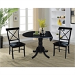 International Concepts 3 Piece Dining Set with X-Back Chairs in Black