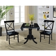 International Concepts 3 Piece Dining Set with X-Back Chairs in Black