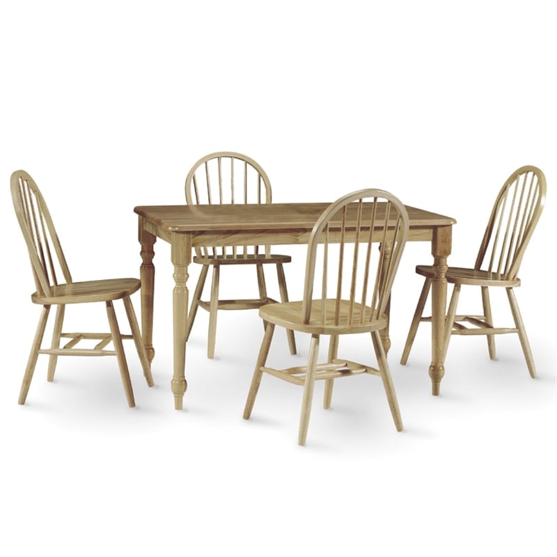 International Concepts 5 Piece Solid Wood Dining Set in Natural