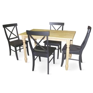 International Concepts 5 Piece Solid Wood Dining Set in Natural/Black
