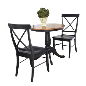 international concepts 3 piece dining set in black and soft cherry