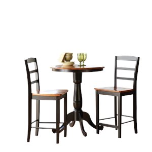 international concepts traditional wood 3 piece bistro set in black/cherry
