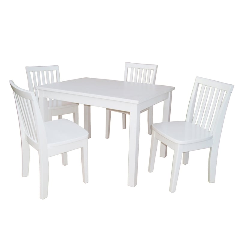 International Concepts 5 Piece Mission Table Set in Linen White