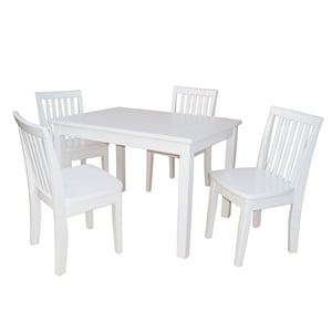 International Concepts 5 Piece Mission Table Set in Linen White