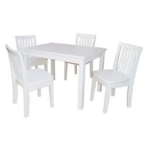 international concepts 5 piece mission table set in linen white