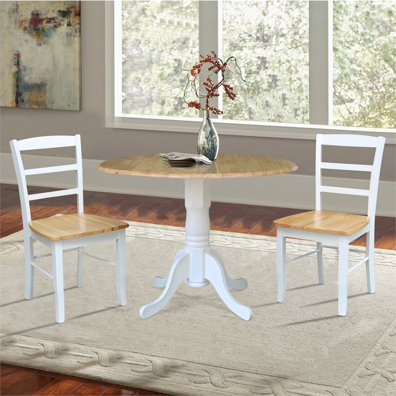 International Concepts 3 Piece Dual Drop Wood Dining Set in White ...