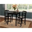 International Concepts 3 Piece Gathering Height Dinette Set in Black