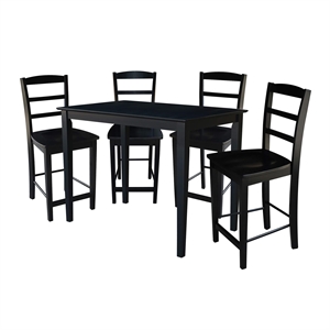 International Concepts 5 Piece Gathering Height Dining Set in Black