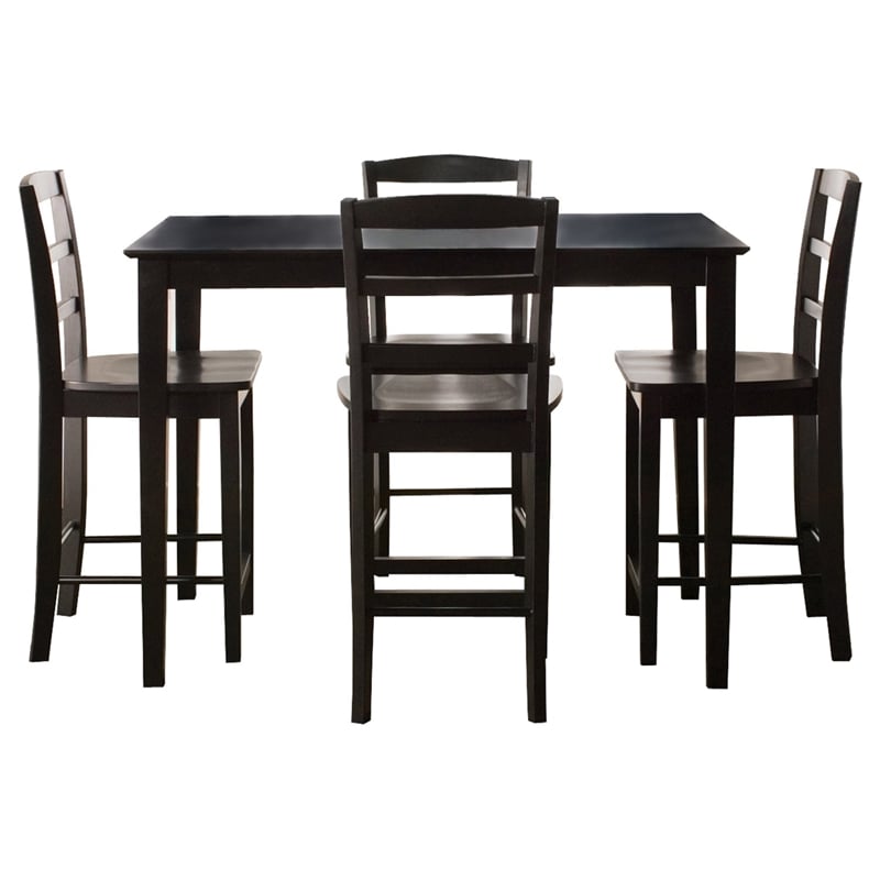 International Concepts 5 Piece Gathering Height Dining Set in Black