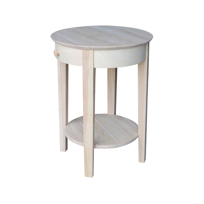 International Concepts Unfinished Accent Table with One Drawer Cymax