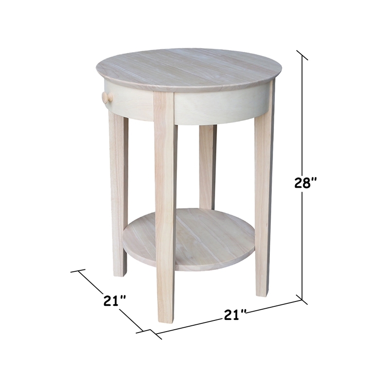 International Concepts Unfinished Accent Table with One Drawer Cymax Business