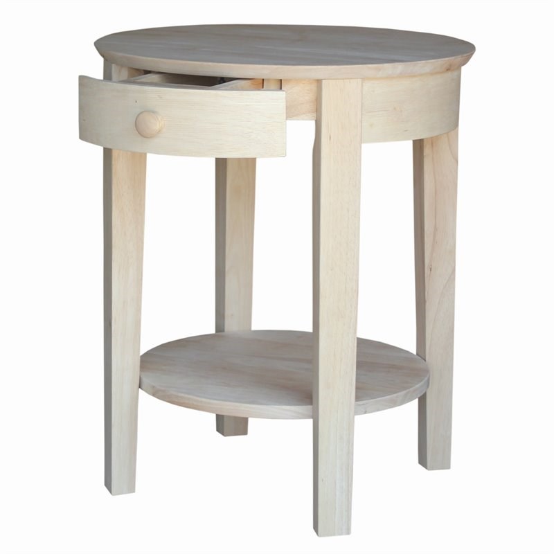 International Concepts Unfinished Accent Table with One Drawer