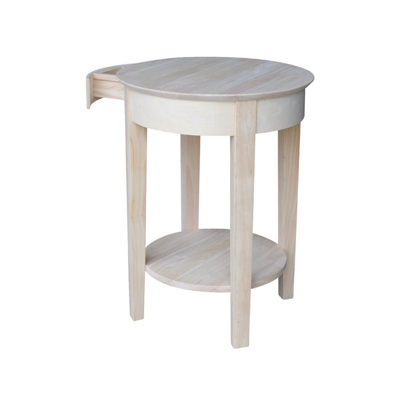 International Concepts Unfinished Accent Table with One Drawer