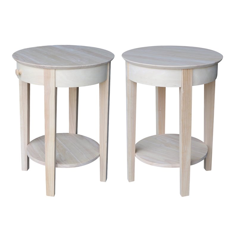 International Concepts Unfinished Accent Table with One Drawer Cymax