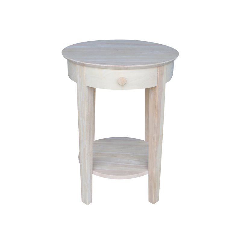 International Concepts Unfinished Accent Table with One Drawer Cymax