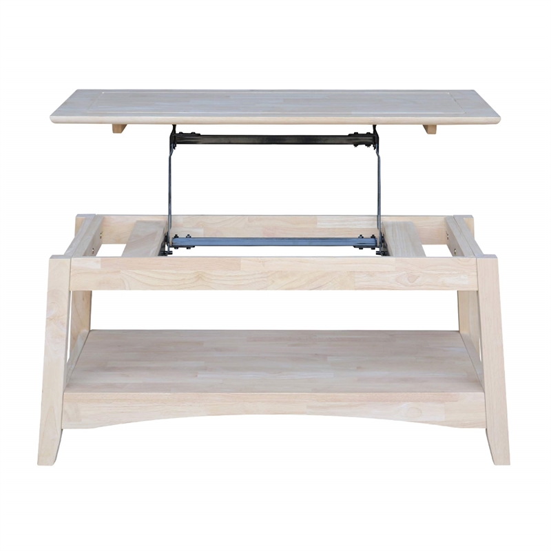 International Concepts Unfinished Bombay Coffee Table with Lift Top