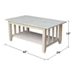 International Concepts Unfinished Mission Tall Coffee Table
