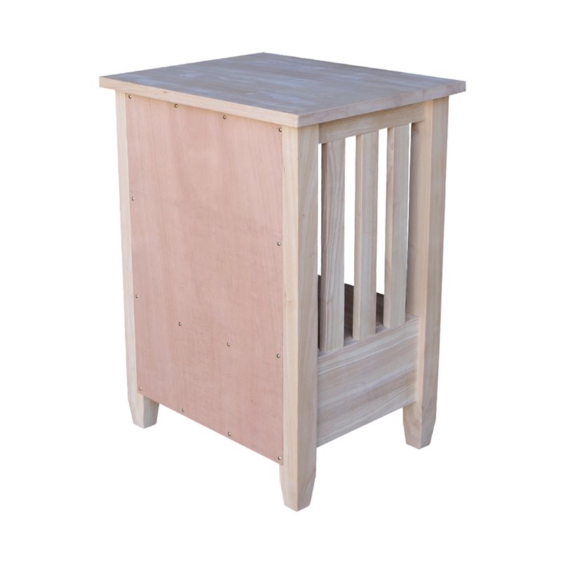 International Concepts Unfinished Mission Wood Tall End Table with Drawer