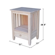 International Concepts Unfinished Mission Wood Tall End Table with Drawer