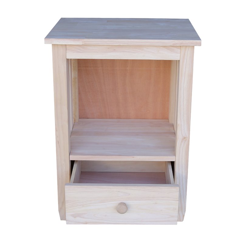 International Concepts Unfinished Mission Wood Tall End Table with Drawer