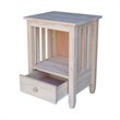 International Concepts Unfinished Mission Wood Tall End Table with Drawer