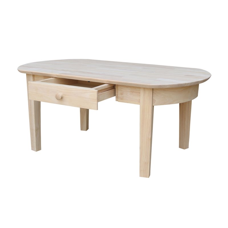 International Concepts Unfinished Phillips Oval Wood Coffee Table