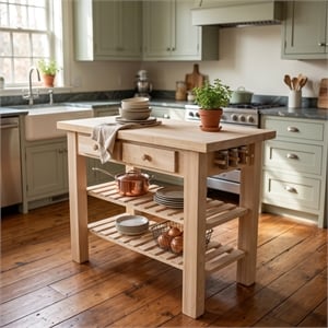 International Concepts Modern Wood Kitchen Island in Natural