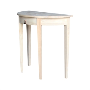 International Concepts Home Accents Unfinished Wood 1-Drawer Half Moon Table