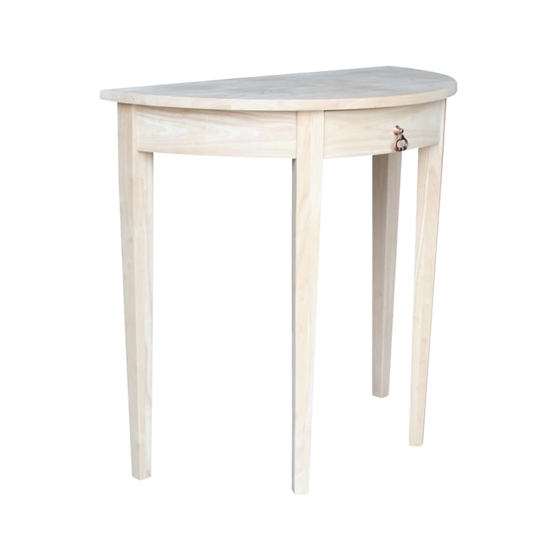 International Concepts Home Accents Unfinished Wood 1-Drawer Half Moon Table