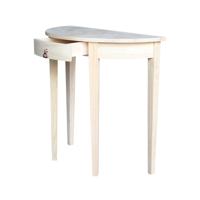 International Concepts Home Accents Unfinished Wood 1-Drawer Half Moon Table