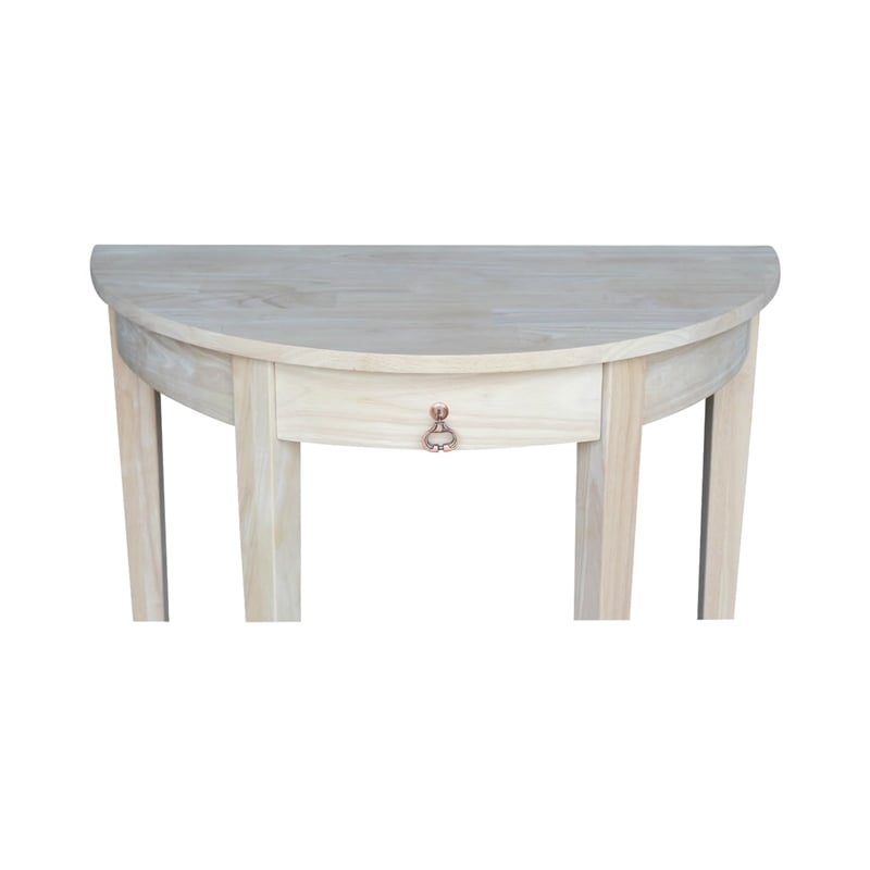 International Concepts Home Accents Unfinished Wood 1-Drawer Half Moon Table