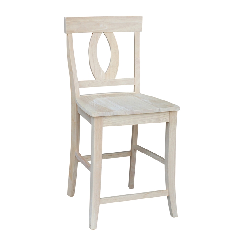 International Concepts Solid Wood Verona Counter Height Stool in Unfinished