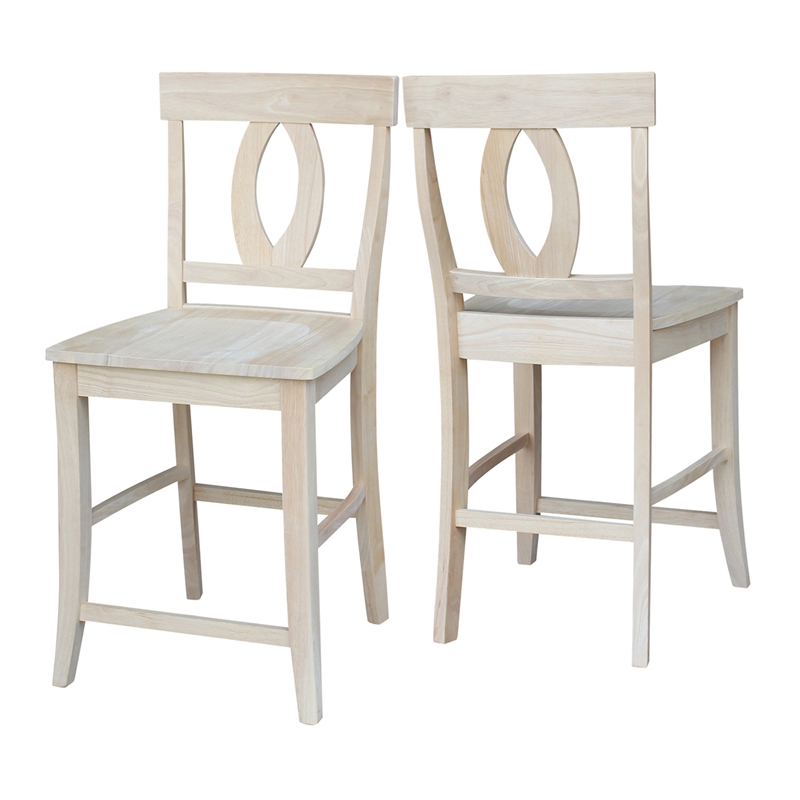 International Concepts Solid Wood Verona Counter Height Stool in Unfinished