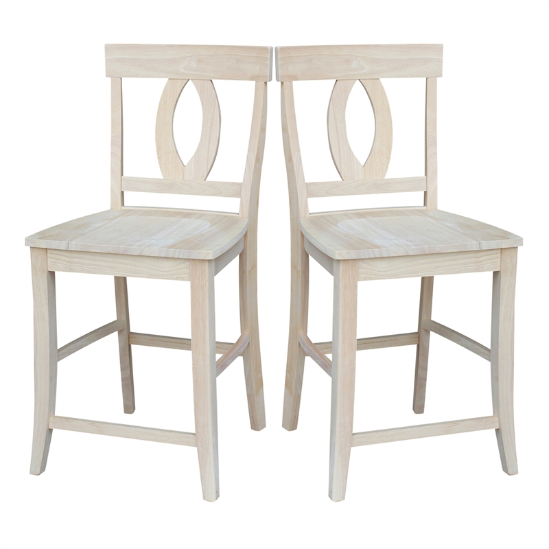 International Concepts Solid Wood Verona Counter Height Stool in Unfinished