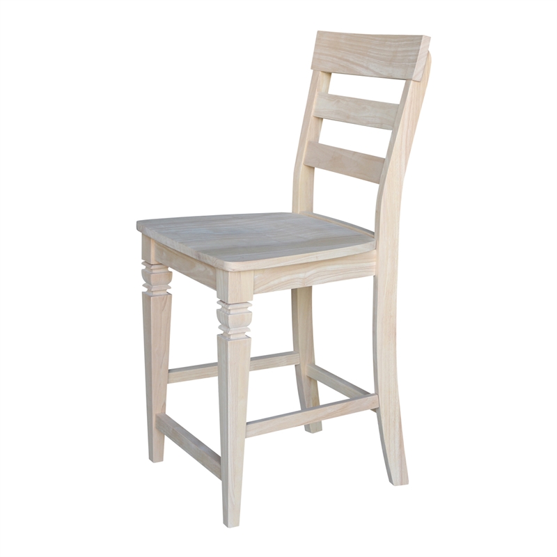 International Concepts Java Wood Counter Height Barstool in Unfinished