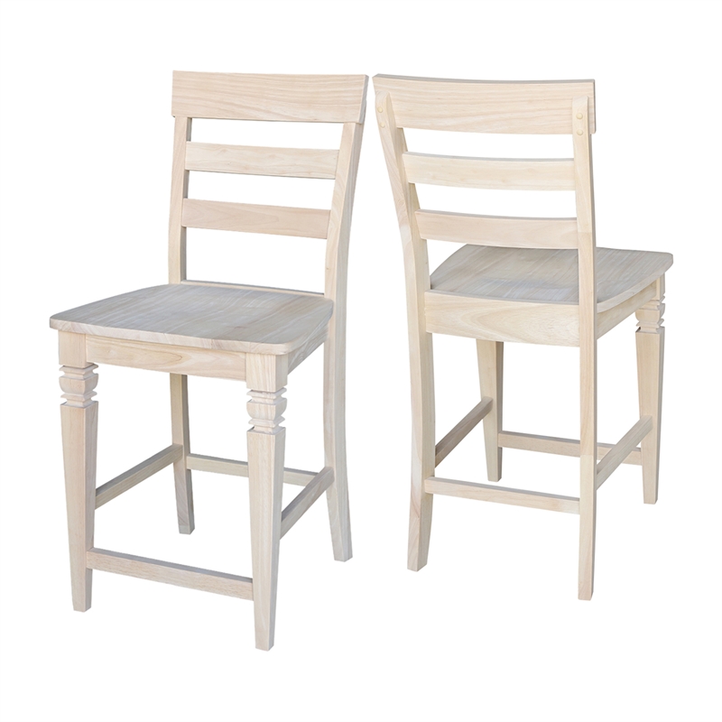 International Concepts Java Wood Counter Height Barstool in Unfinished
