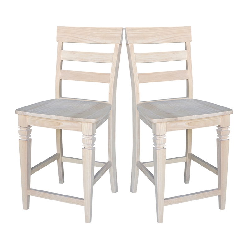 International Concepts Java Wood Counter Height Barstool in Unfinished