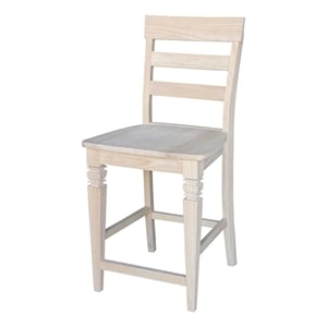 International Concepts Java Wood Counter Height Barstool in Unfinished